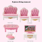 33 Items/lot Cute Pink Miniature Dollhouse Furniture Accessories