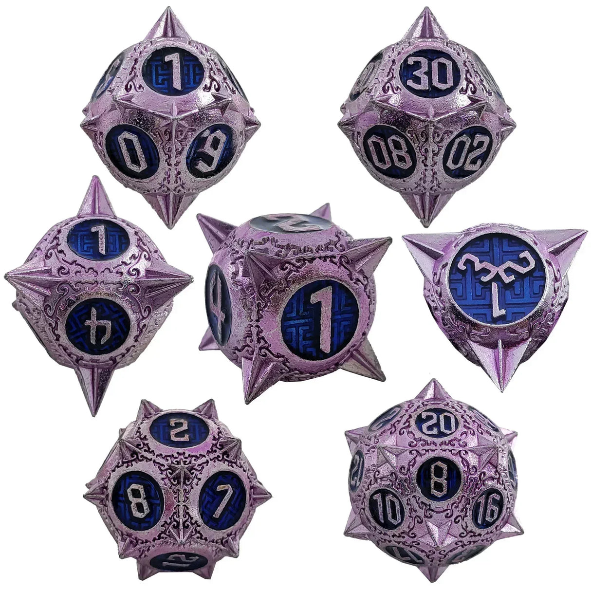 7pcs Solid Metal Dice Beautiful and Finely Crafted