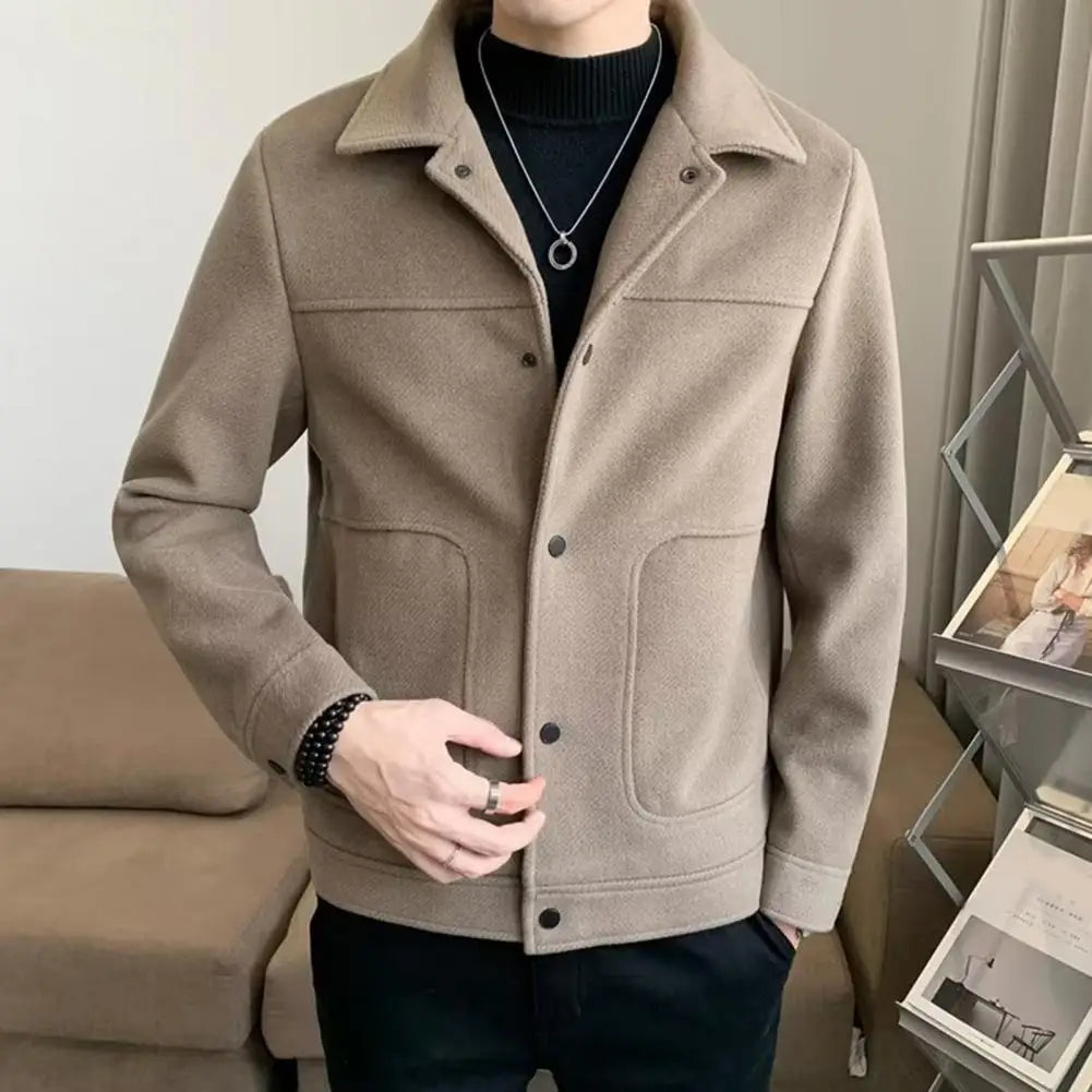 2023 Fashion Men Jacket Single-Breasted Solid Color Short