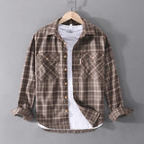 American Retro Men's Tooling Plaid Shirt Fashion Double