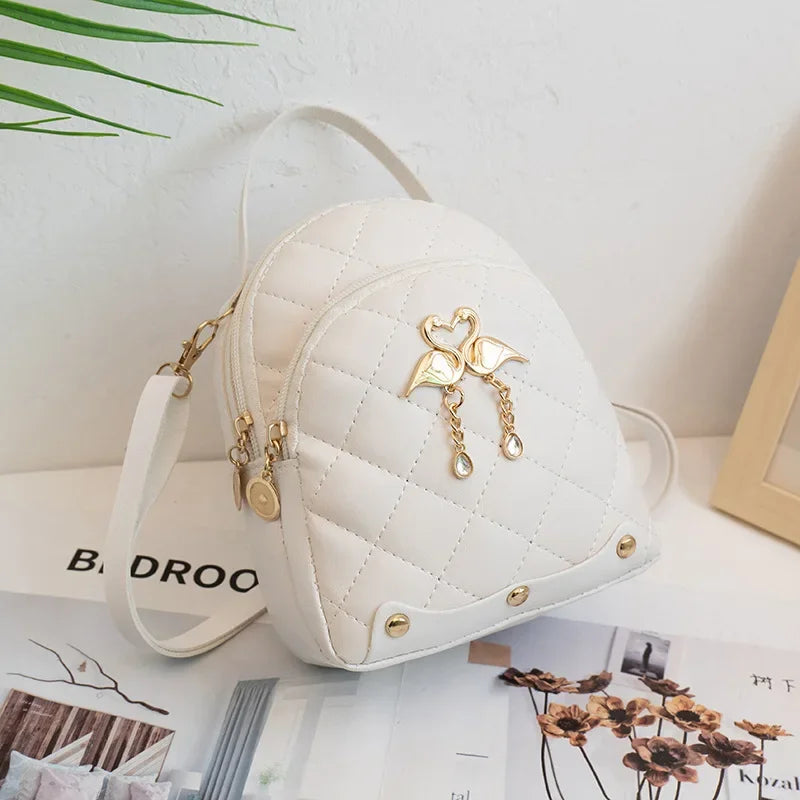 Mini Backpack for Women Cute Swan Hanging Embroidery