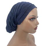 Glitter Pleated African Turban Cap Womens Head Wraps