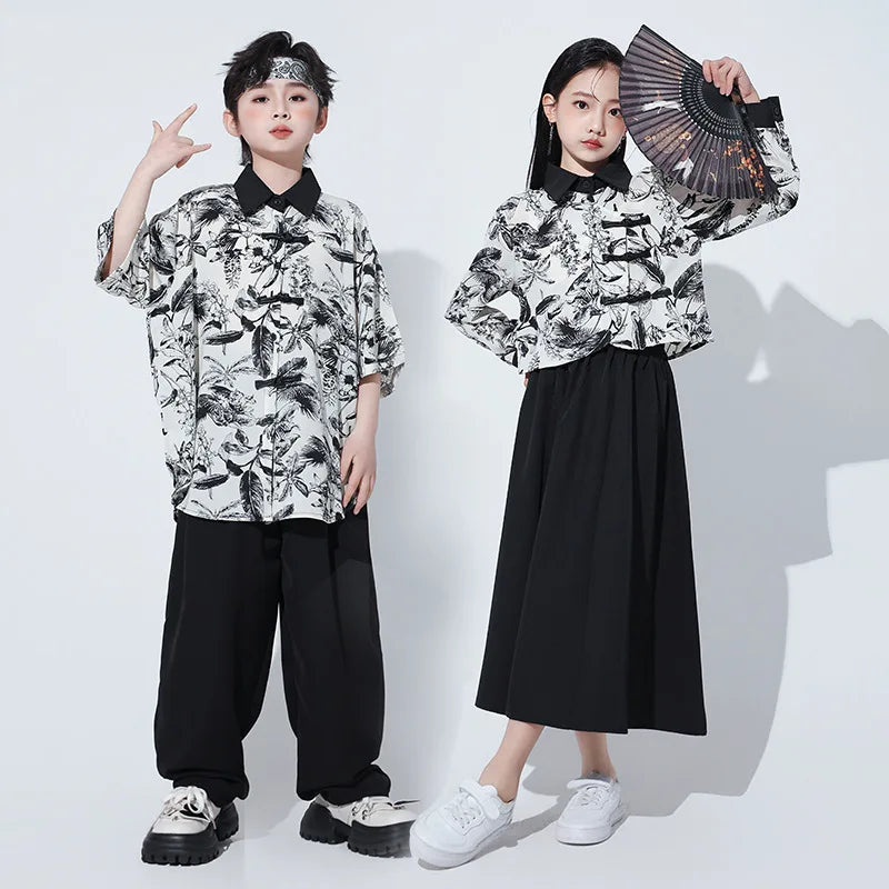 Hip Hop Boys Chinese Style Shirt Baggy Pants