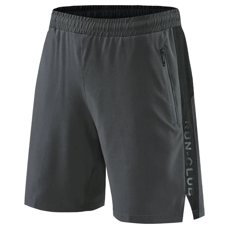 Men Run Shorts Patchwork Training Shorts Zipper Pockets