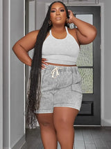 Plus Size Women Tracksuit L4XL Summer Cami Tank