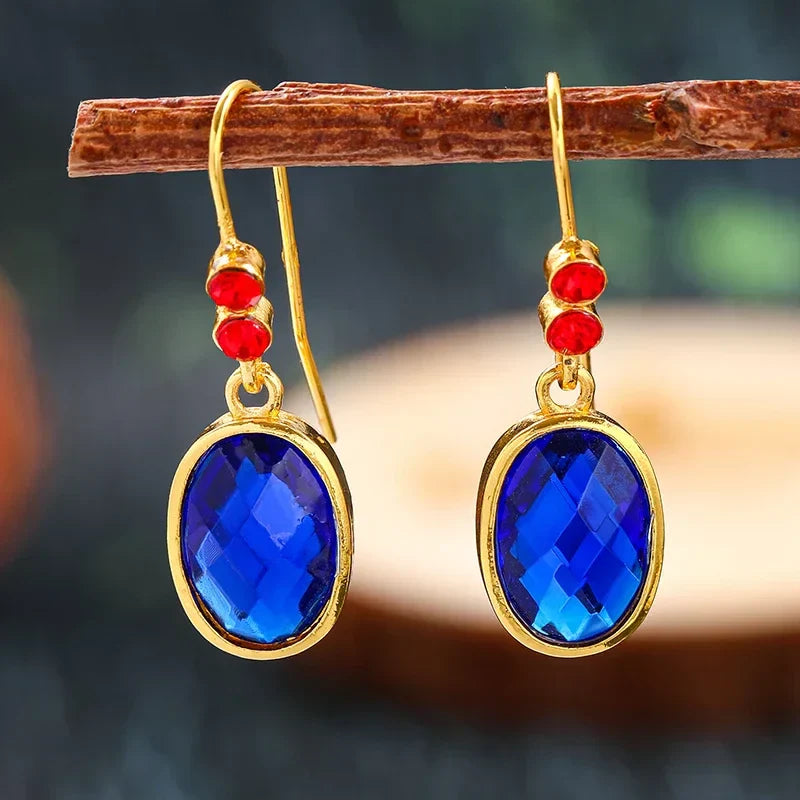 Bohemian Water Drop Blue Stone Earrings for Women