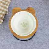 New High-end Pet Bowl Bamboo Shelf Ceramic Feeding