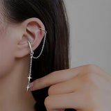 1PC Korea Luxury Long Tassel Single Clip Earrings