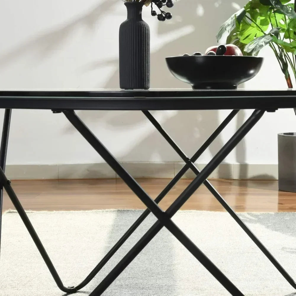 Black Green Coffee Table 31.5" Round Temper Glass