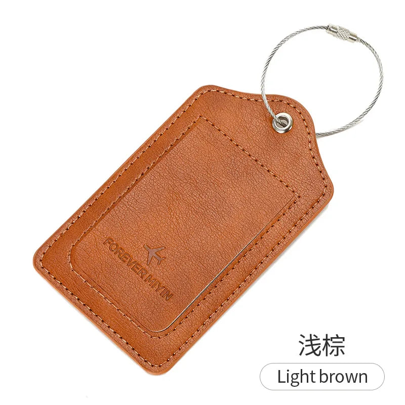 PU leather luggage tag With Anti Loss Wire