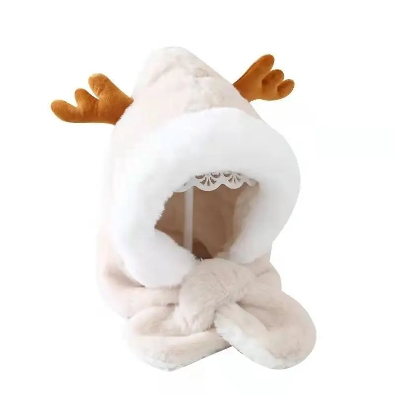 Fur Winter Baby Hat Scarf One-Piece Soft Kids