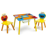 Street Wood Kids Storage Table and Chairs Set