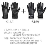 BISON DENIM Men Sheepskin Gloves Genuine Leather Thermal