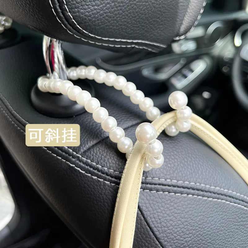 Car Rear Seat Hook White Pearl Hanger Car