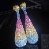 Fashion Shiny Rainbow Color Crystal Earrings for Women