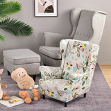 Floral Printed Wing Chair Cover All-inclusive Wingback Armchair