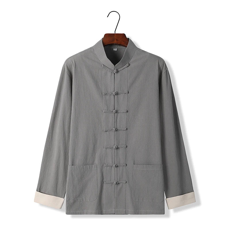 Chinese Traditional Retro Windbreaker Men's Long-sleeved Tang Suit
