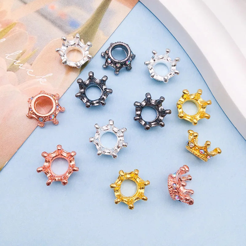 10PCS 4 Colors Rhinestone Insert Big Hole Crown