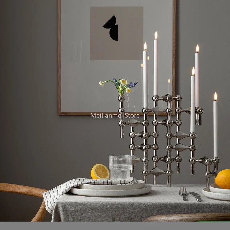 Molecular Structure Metal Candle Holder Nordic Gold Candlestick