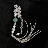 Vintage Chinese Style Artificial Jade Tassel Flower Ear