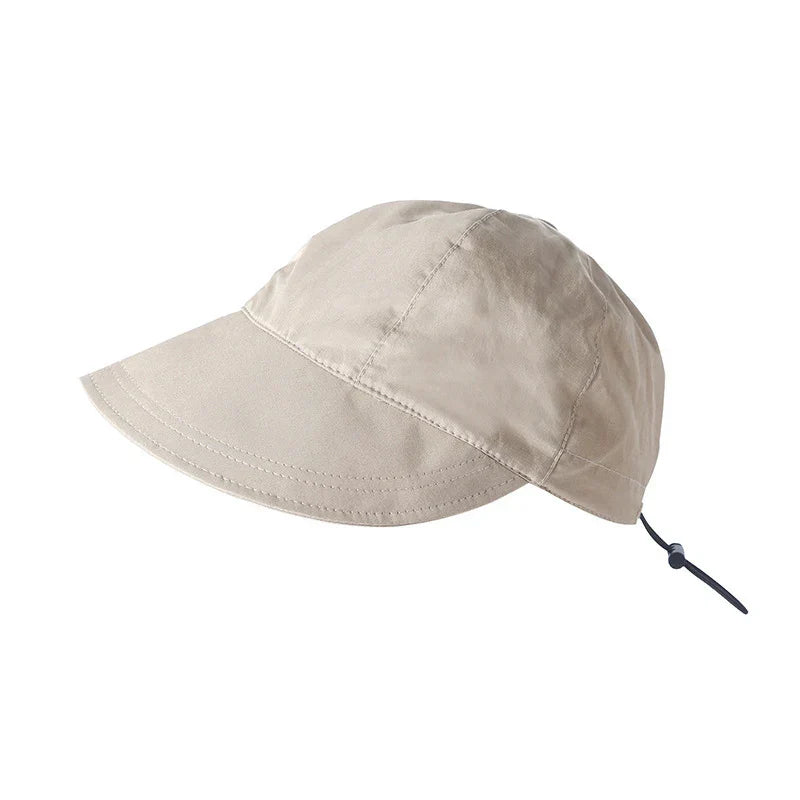 Foldable Wide Brim Ponytail Sun Hat Drawstring Adjustable