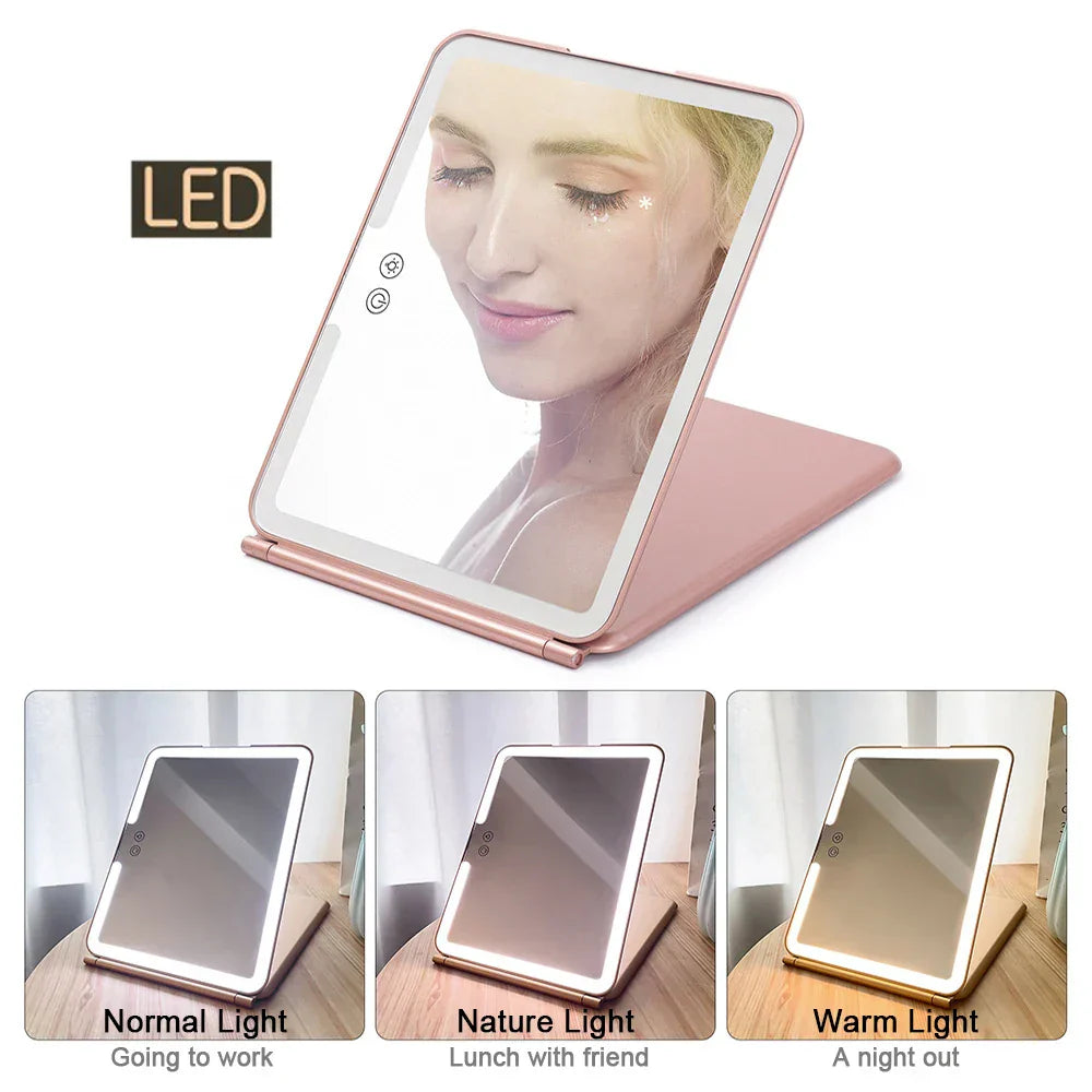 Led Make Up Mirror With Light Tool Portable