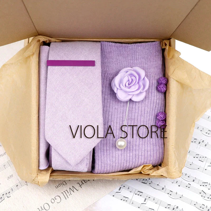 Viola Design 5PCS Gift Box Solid Cotton Sock