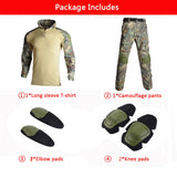 Mens Tactical Suit with Pads Combat Shirtpants Military