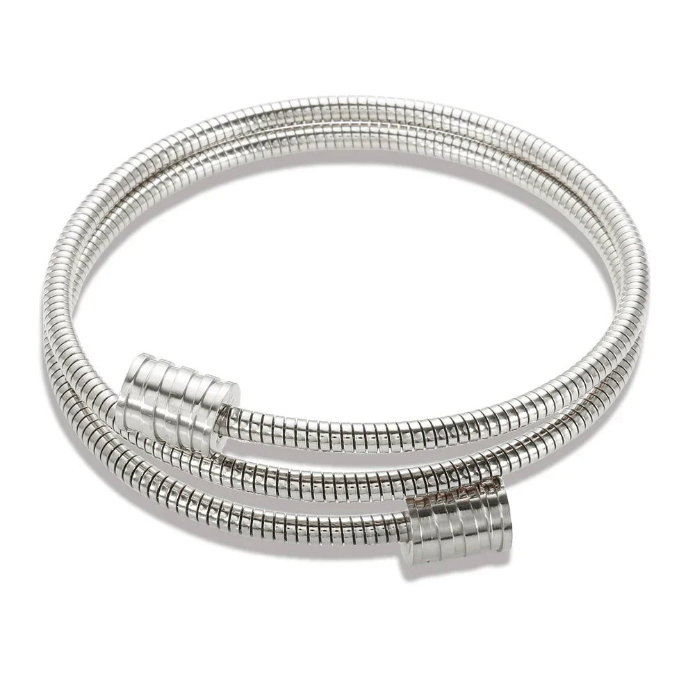 Classic Stainless Steel Open Cuff Bangles Adjustable Ball