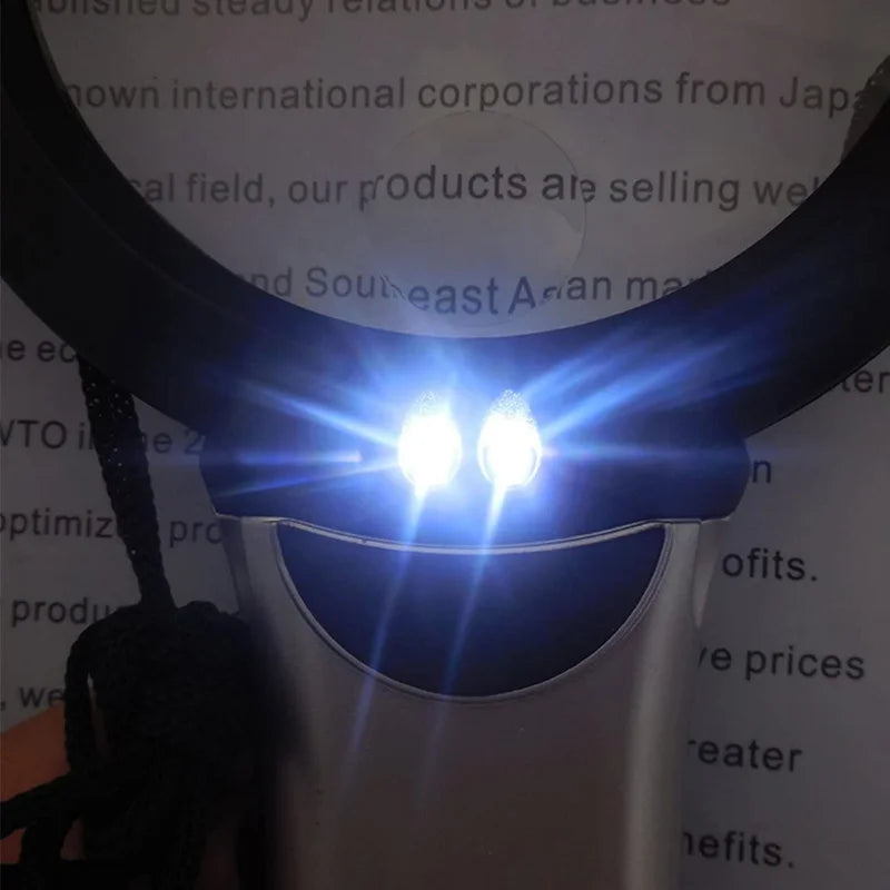 Hands Free LED Loupe Lighted Reading Magnifier Neck
