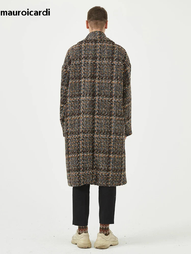 Mauroicardi Autumn Winter Loose Colorful Stylish Warm Tweed