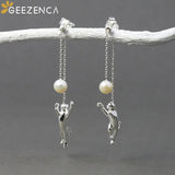 GEEZENCA 925 Sterling Silver Gold Plated Cat With