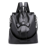 TRAVEASY PU Leather Vintage Bows Cute Woman Backpack