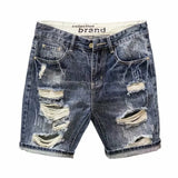 Men's Ripped Denim Shorts Fashionable Summer Slim Shorts