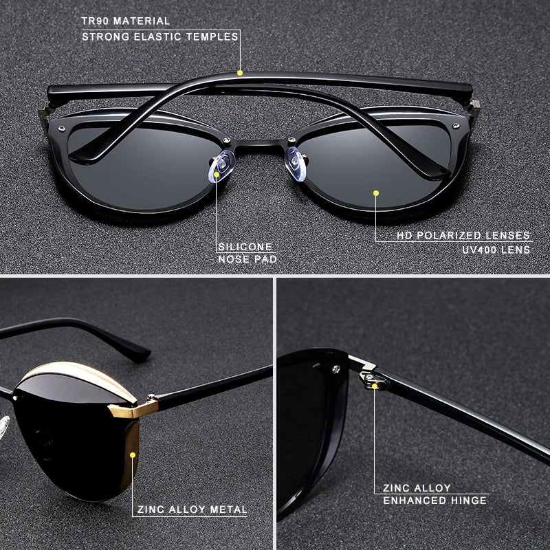 CLLOIO Fashion Polarized Sunglasses Women Cat Eye Driving