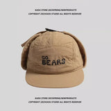 Korean Retro Flat Brimmed Fleece Lined Bomber Hats