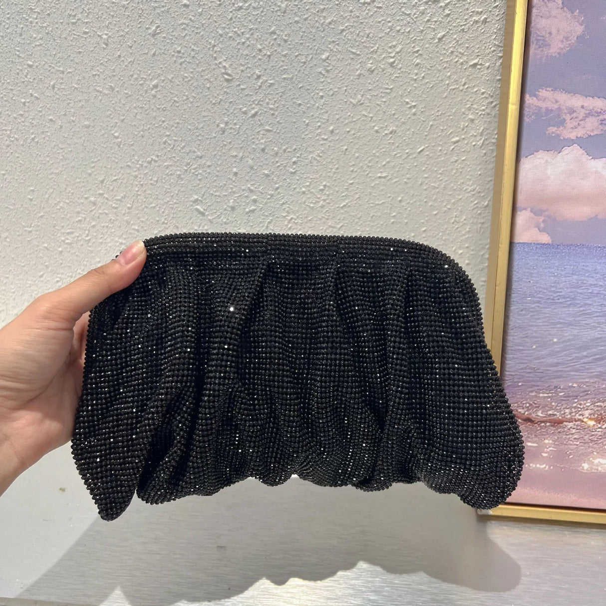 2023 Luxury Ruched Evening Clutch Bag Designer Diamonds