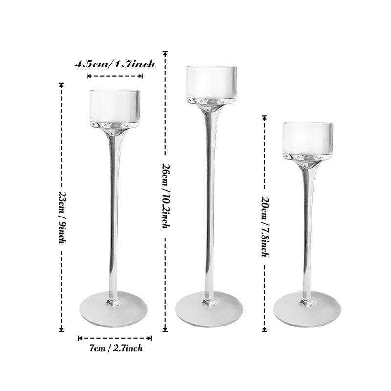 3pcs/Set Simple Wedding Decor Elegance Glass Candlestick Holder