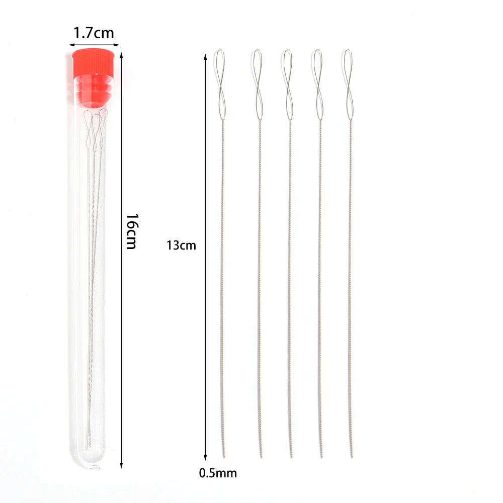5pcs7pcs Stainless Steel Beaded Needle For Beads Threading