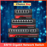 KuWFi Gigabit Network Switch 1000Mbps Ethernet Switch 5/8/10