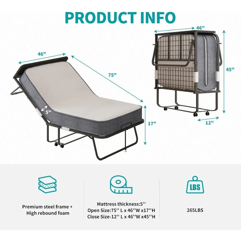 BALUS Folding Bed with Mattress for Adults,