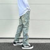 Streetwear Mens Blue Washed Jean Relaxed Fit Side