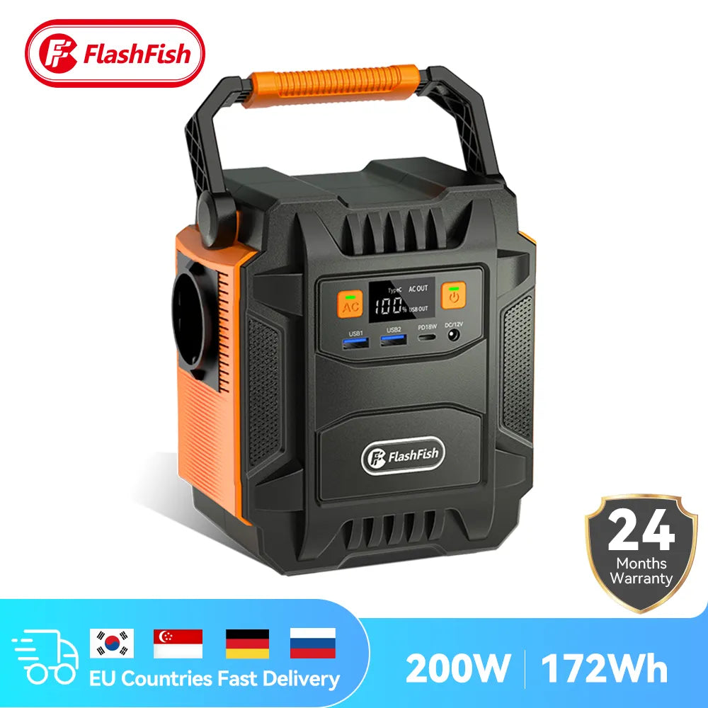 Flashfish 200W Portable Power Station 172Wh 230V Solar