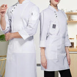 Men Women Chef Uniform Stand Collar Singlebreasted Pocket