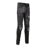 Men Bandanna Paisley Print Patch Jeans Streetweat Patchwork