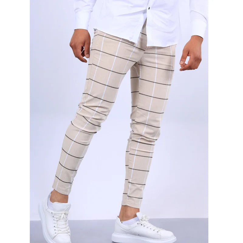 New Men's Plaid Casual Pants Stylish Comfortable Suit