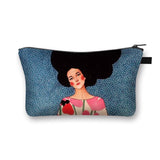 Fashion Lady Painting Print Cosmetic Bag Woman Portable Travel Makeup Storage Bags Afro Girl Cosmetic Case Lipstick Holder Bag