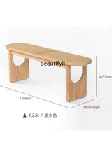 Nordic Solid Wood Rattan Shoes Changing Bench Log