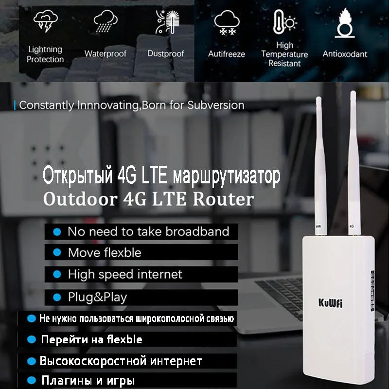 KuWFi 4g Outdoor Wifi Router With Sim Card