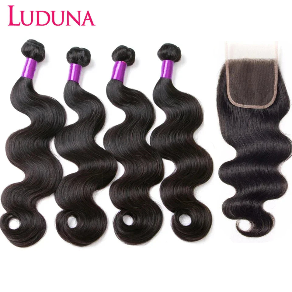 Ludana Body Wave Bundles With Closure Brazilian Bundles